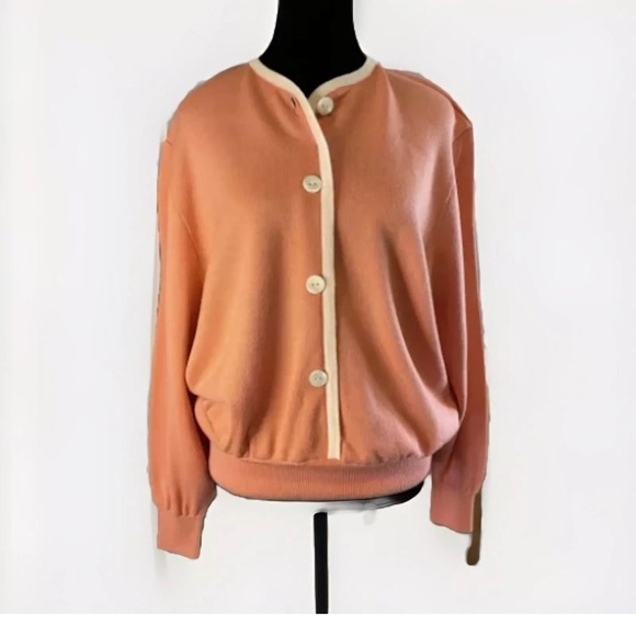 Vintage Jaeger Peach Jumper Sweater Wool Knit Made In Great Britain Preppy EUC - Picture 1 of 8